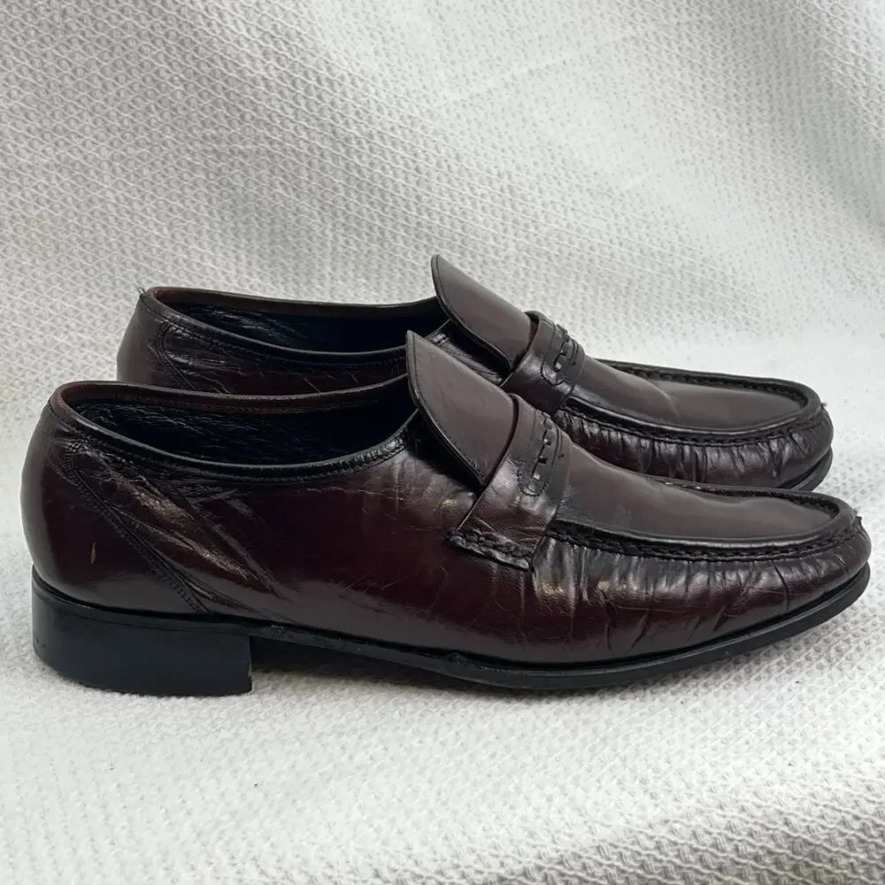 Florsheim Imperial 75370 Men’s 11E Burgundy Leather Penny Loafers Dress Shoes